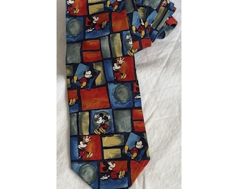 Vintage Disney Tie Rack Mickey Mouse Silk Tie Made in Italy