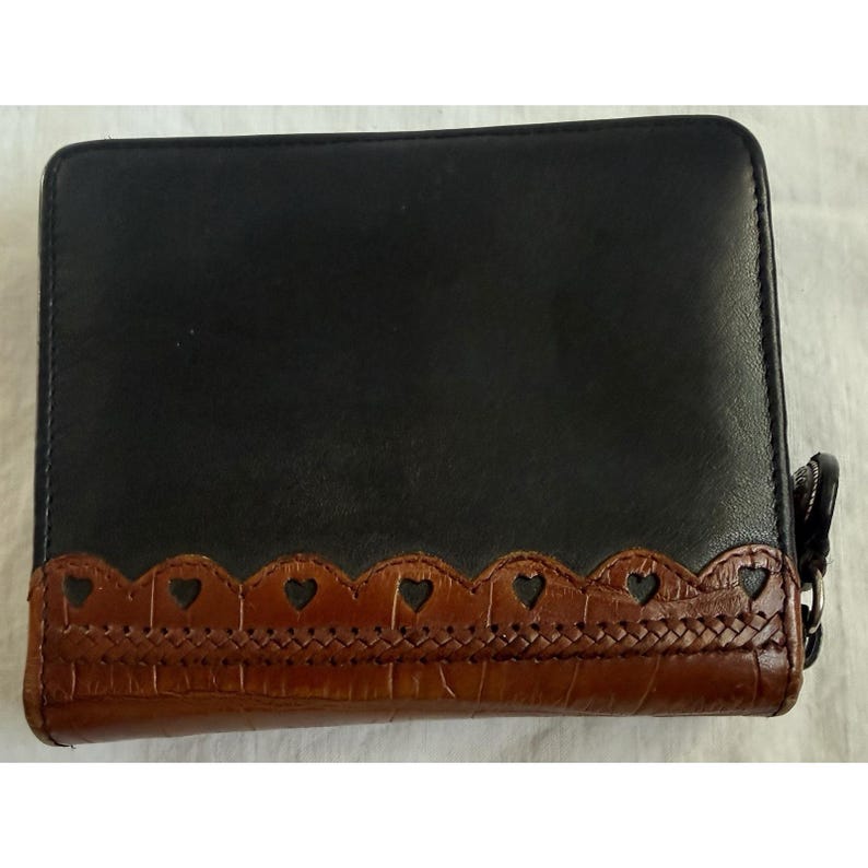 Brighton Black & Brown Leather Zip Wallet Small Phone (5" x 4.5") Holder image 1