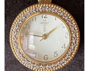 Vintage Avon  Necklace Locket Watch With  Cross On Dial Quartz Necklace 30"