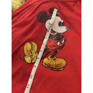 VTG 1980's Ladies Sequined Mickey Mouse Long Sleeve Tshirt By Disney Size XL afbeelding 9