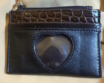 VTG 2 Tone Leather Coin Purse W/crocodile Embossed Accent  By Brighton