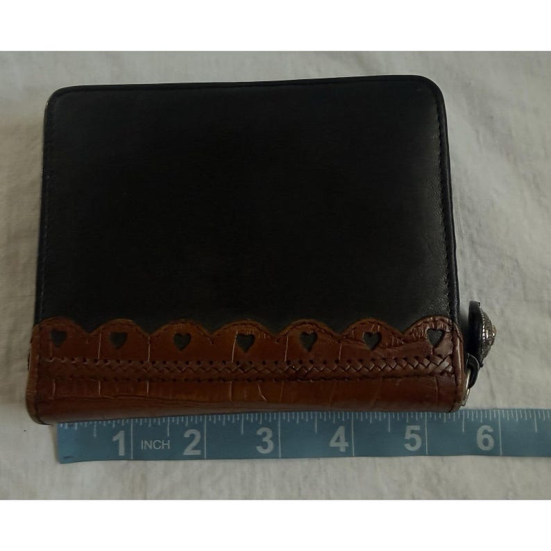 Brighton Black & Brown Leather Zip Wallet Small Phone (5" x 4.5") Holder image 7