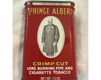 Vintage 1950's Prince Albert "In A Can" Crimp Cut Tobacco Tin Full Pocket Size