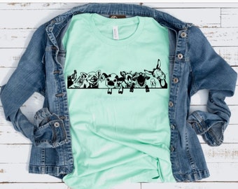Peeking Farm Animal Shirt, Farm Life Shirt