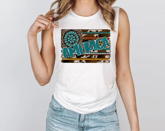 Cowhide Southwest America Gem Shirt, America Shirt