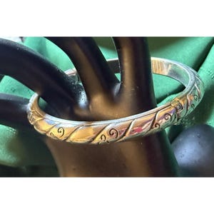 Vintage Silver Tone Etched Bangle Bracelet With magnetic Closure By Brighton EUC image 1