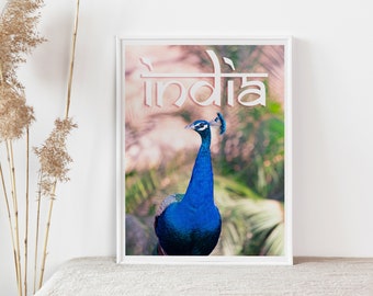 India Poster | Instant Download | Jaipur Wall Decor | Indian Peacock Poster | Bohemian Wall Art | Colourful Wall Decor | India Digital Print