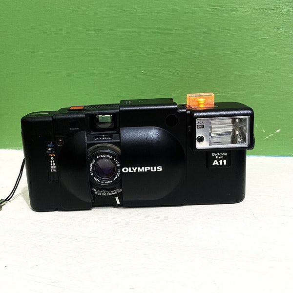 Olympus XA with flash/ A16 35mm Rangefinder Film Camera/ Very good condition almost unused/ Gp AA Battery/Japan Camera/Olympus MJU