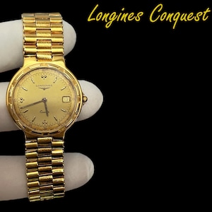 Vintage Longines Conquest Gold Plated  Swiss Made 1969s Very good condition, Man Watch, Collectible, Gold Color, Rare Series.