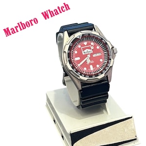 Marlboro wrist watch/ Great vintage condition/ Black silicone watchband/ Very nice collectible item/ Japan mechanism works very well