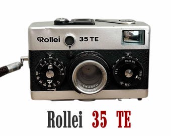 Vintage Rollei 35 TE Silver 35mm Film Camera, Tessar Lens, Black Case