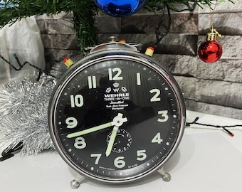 Big Vintage WEHRLE Three-in-one Clockalarm Clock/ Made in Germany