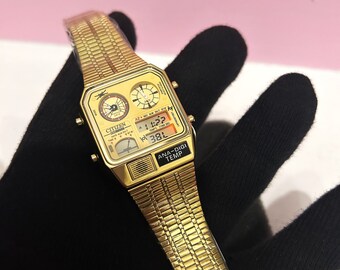 Nos Citizen Ana-Digi-Temp /Gold Color   Quartz  Japan Watch / GN-4-S JAPAN Very good condition/ Gold Color / Very Good Working