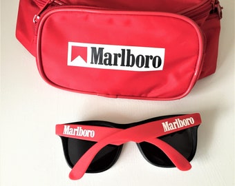 SET Vintage 1990er Jahre Marlboro Brille und Gürteltasche/Adventure Team/Sport & Travel Marlboro Gürteltasche/Sea Sun and Beach/Kollektion Rare set