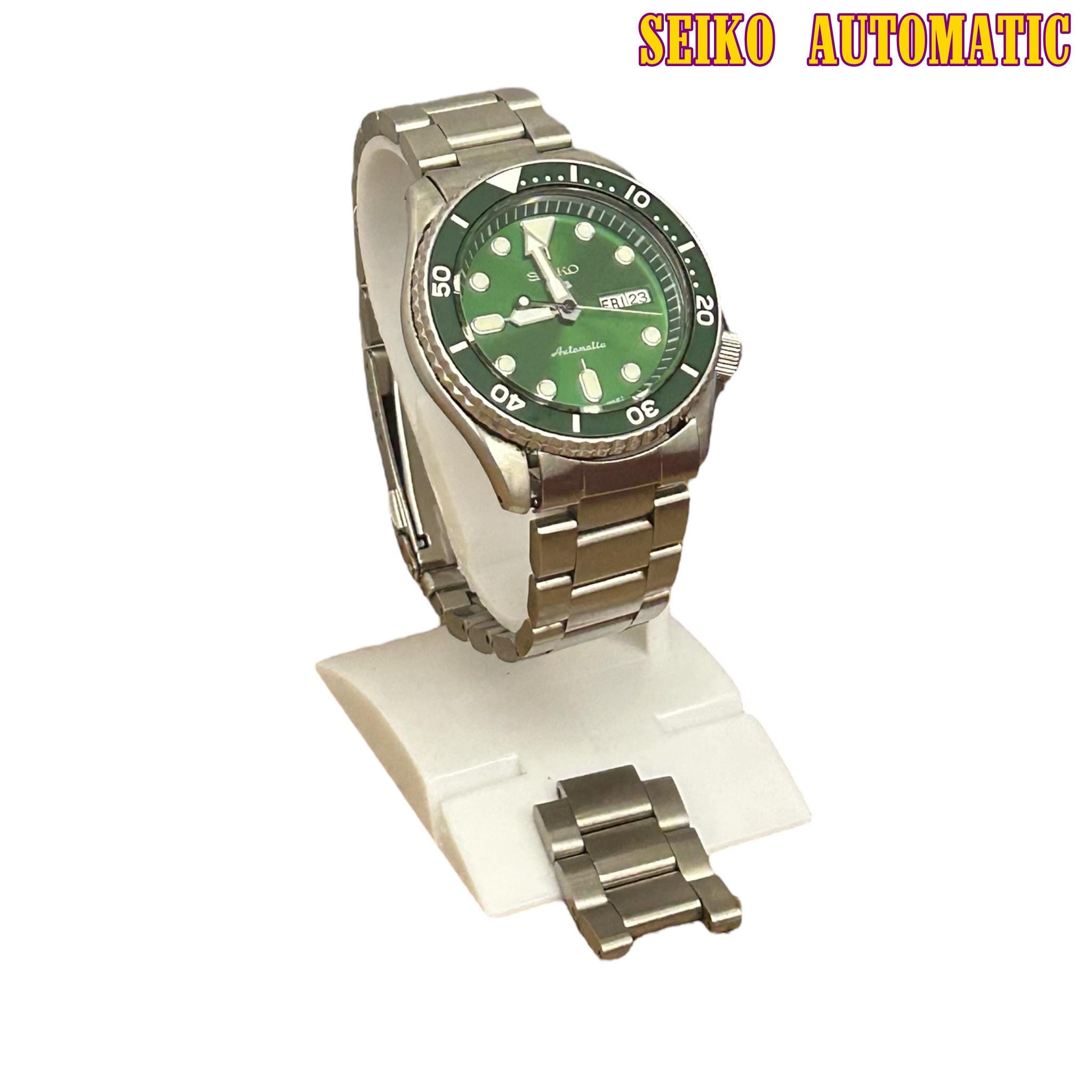 Green Dial Seiko Sports Automatic Watch, 4R36-07G0, Phosphorous