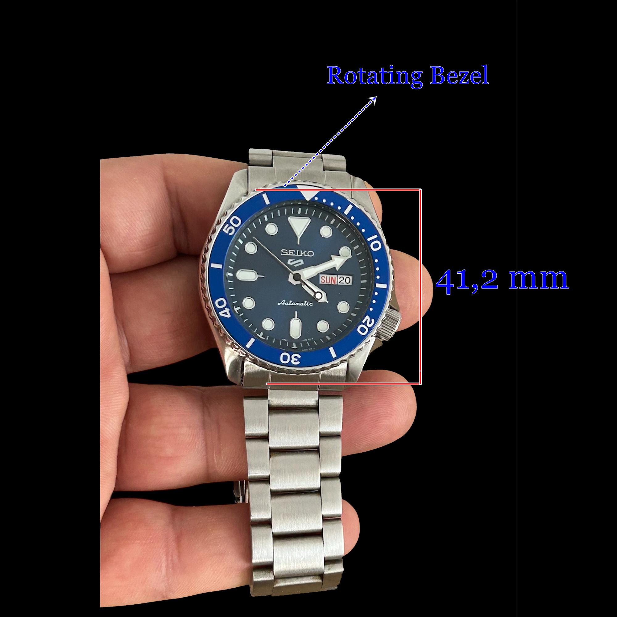 Blue Dial Seiko Sports Automatic Watch, 4R36-07G0, Phosphorous