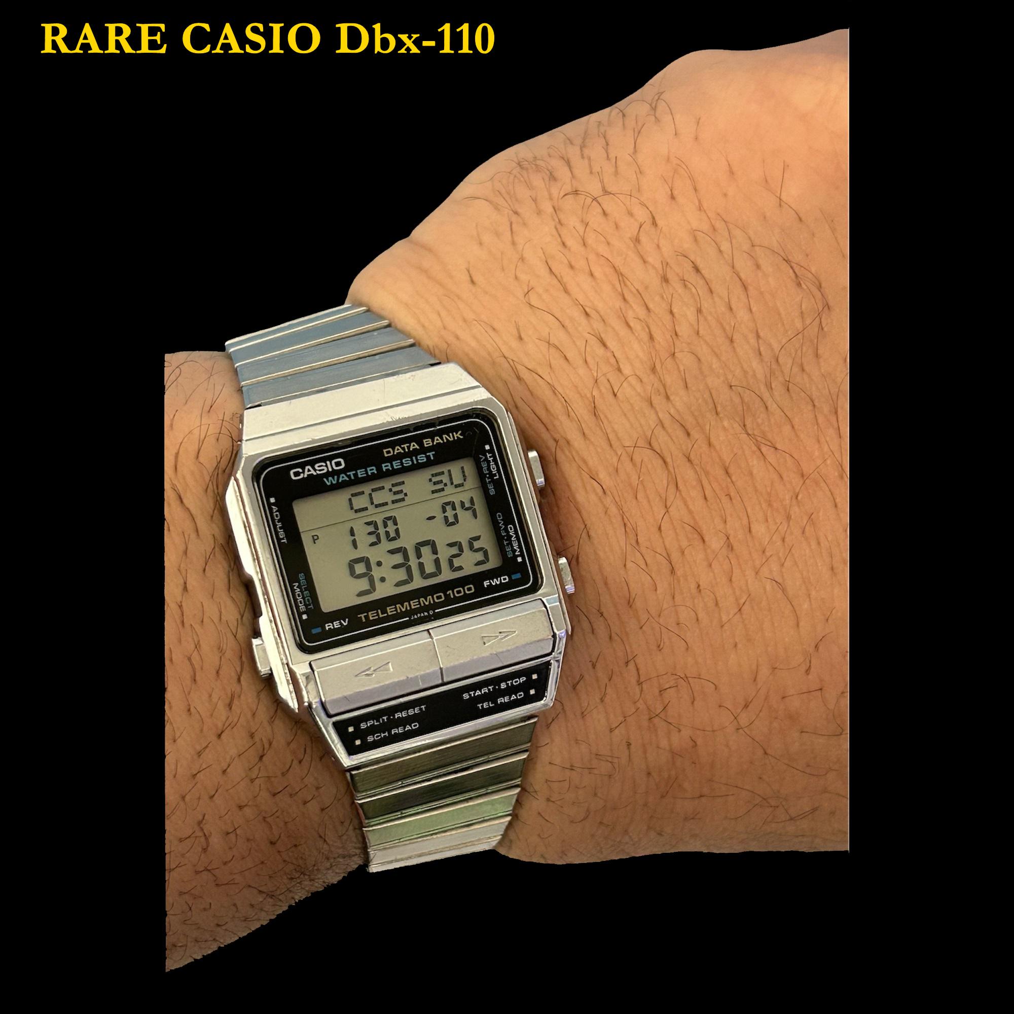 【本日終了】 カシオ データバンク メンズ 腕時計 デジタル DBX-110 RARE Vintage Casio DBX-110 696 Data Bank Telememo 100 Japan M