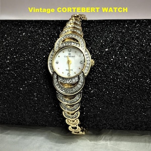 Vintage Cortebert  Ladies Watch/  Woman 1990s Rare Model/ Very good condition/ Gold colored special stone/ Classic Ladies/ Quartz watch
