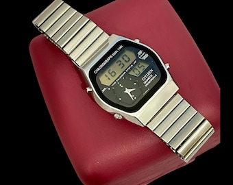 Very RARE Vintage Citizen Quartz Ana Digi  4-097416 Crystron LC Men's 1970s, backlight, dress watch, field, gift,Chronograph Dual Time