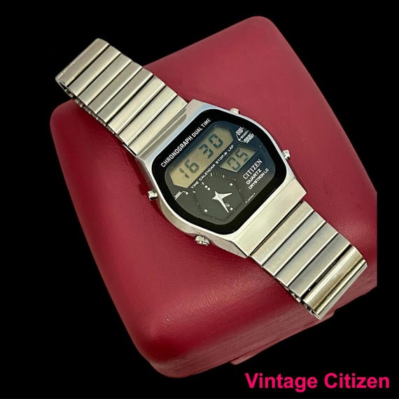 Very RARE Vintage Citizen Quartz Ana Digi 4-097416 Crystron LC
