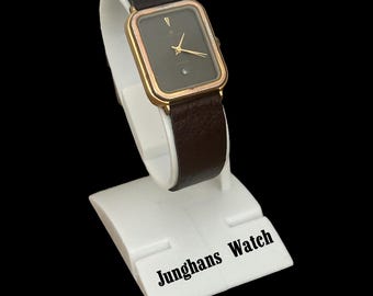 Reloj vintage Junghans Tank 90s: Cuarzo, fabricado en Alemania, correa de piel.