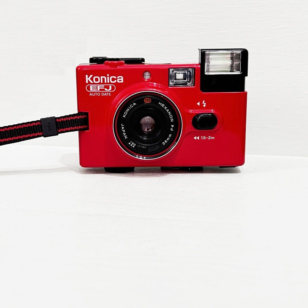 【整備済完動品】Konica EFJ レッド Konica EFJ Auto Date Compact 35mm Point and Shoot Film