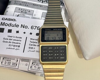 CASIO DBC-610 ゴールド　データバンク デジタル腕時計 Vintage Casio Databank DBC-610 Digital Watch w/ Band - WORKS