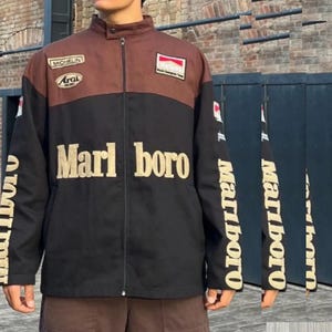 Marlboro Patch Jacket  Oversize standard pattern Women and men shared   Sporty Very cool