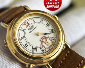 RARE Vintage Ladies Seiko Quartz Chronograph Model No. 8M25 RARE Vintage Ladies Seiko Quartz Chronograph Model No. 8M25