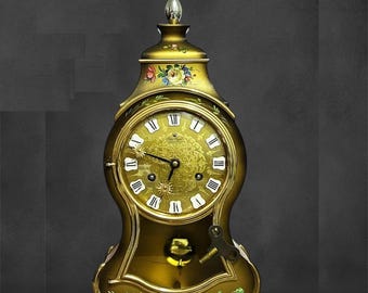 RARO orologio da camino vintage svizzero Polais ROYAL, dipinto a mano, orologio da camino, orologio con suoneria, orologio da camino vintage,