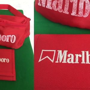 Conjunto vintage de riñonera y billetera Marlboro / Compartimentos para tarjetas de crédito / compartimento para dinero / cremallera / década de 1990 / Gran conjunto complementario de colección