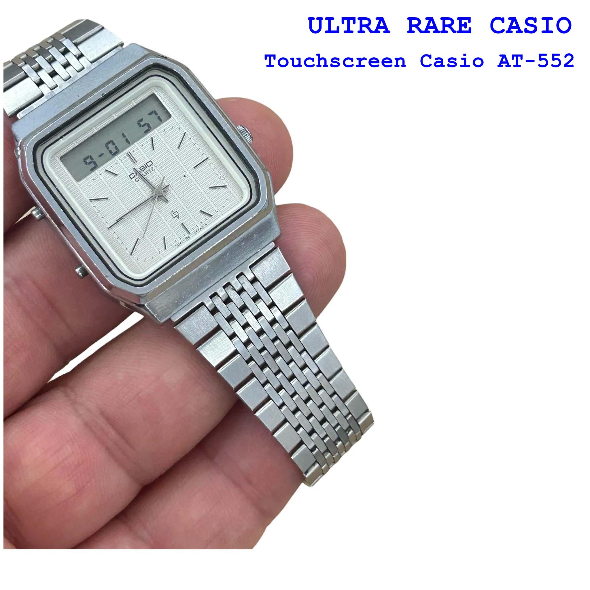 Vintage Casio AT-552 Touchscreen Calculator Watch: 1980s Ana-digi