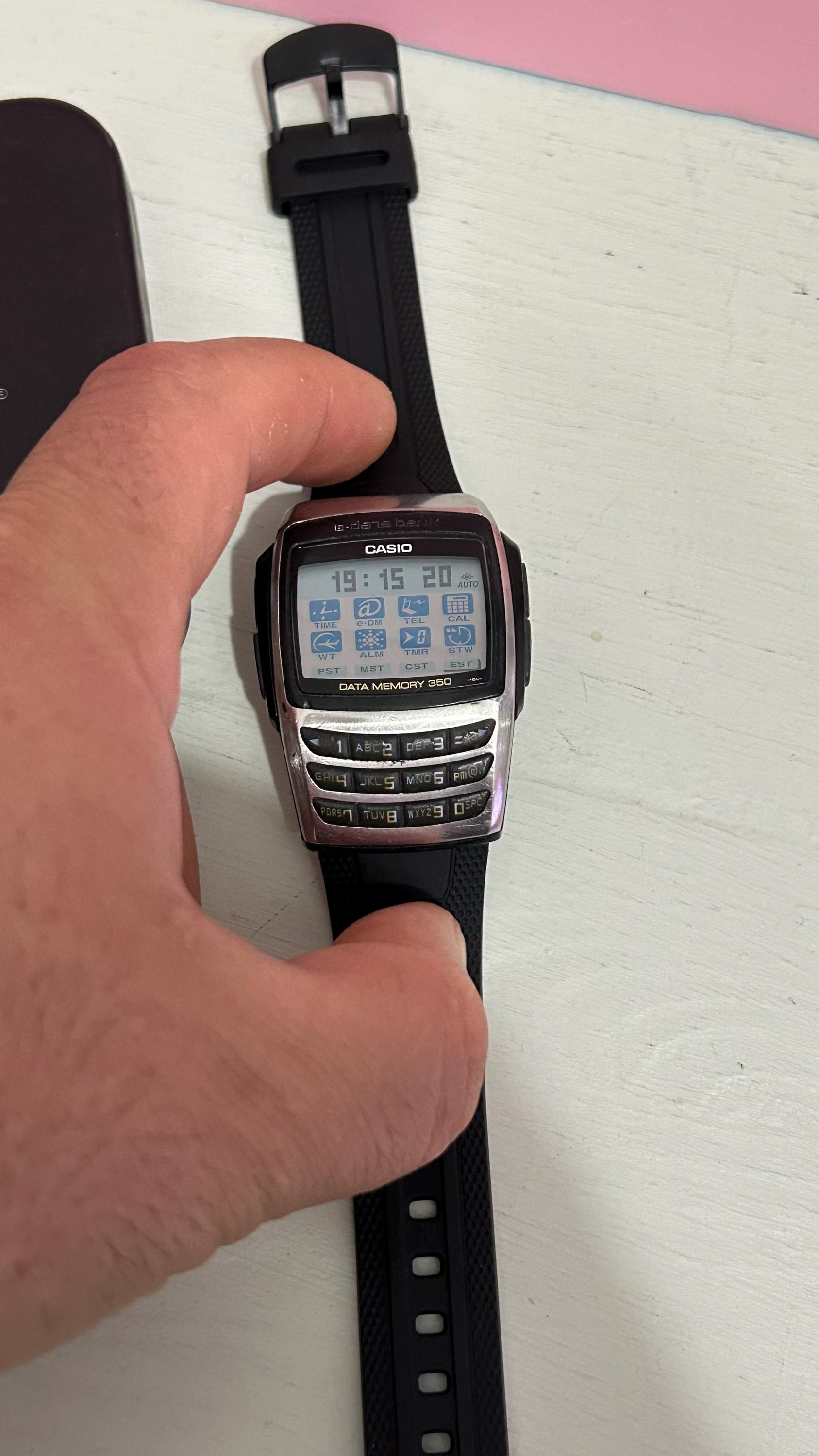 【美品 稼働品 データバンク】 CASIO EDB-610 腕時計 黒 S153 カシオ EDB-610、メンズ腕時計、ヴィンテージカシオ、カシオワールド