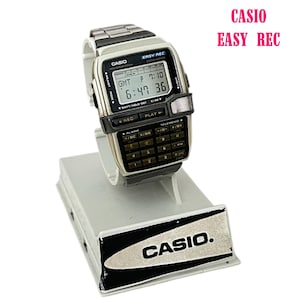 Vintage Casio DBC-V500 Easy Rec Data Bank Wrist Watch Telememo Calculator Casio Original Tin Box  Very Good Condition Made in Korea