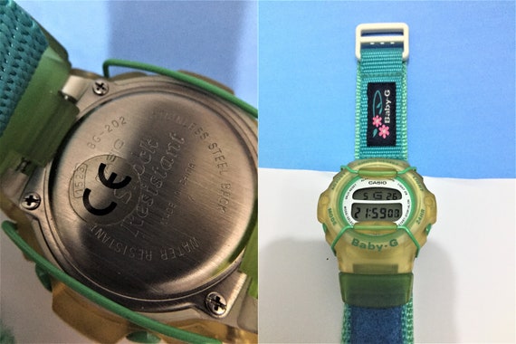Unused Vintage 1997 Casio Baby g G Shock Watch BG 202 1523 n very good condition Quality Original Belt Beautiful Wristwatch