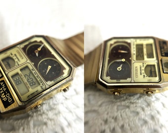 80's CITIZEN ANA-DIGI TEMP ヴィンテージ Citizen Analog-Digital Temperature Display ANA-DIGI Gold JG2008