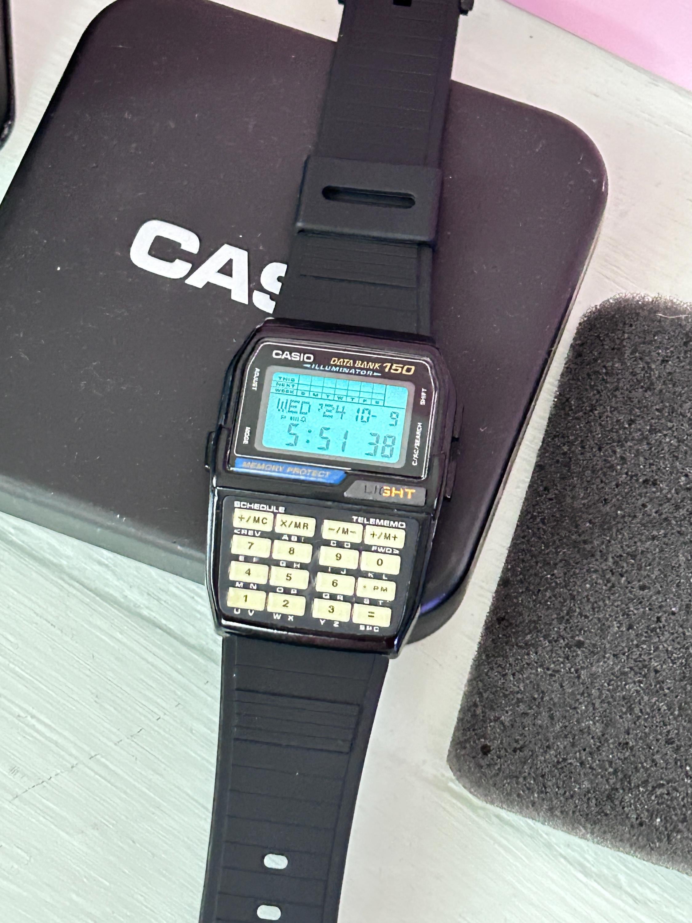 CASIO DATA BANK 150 デジタル腕時計 Vintage Casio Dbc-150 Data Bank Calculator Watch DBC150 No