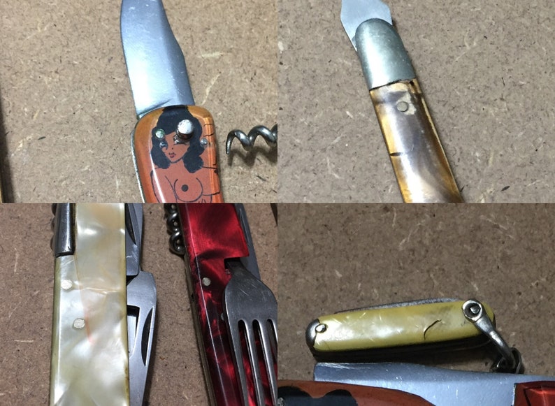 Set of Vintage Pocket Knife / Bottle Opener Folding/ Rare Etsy