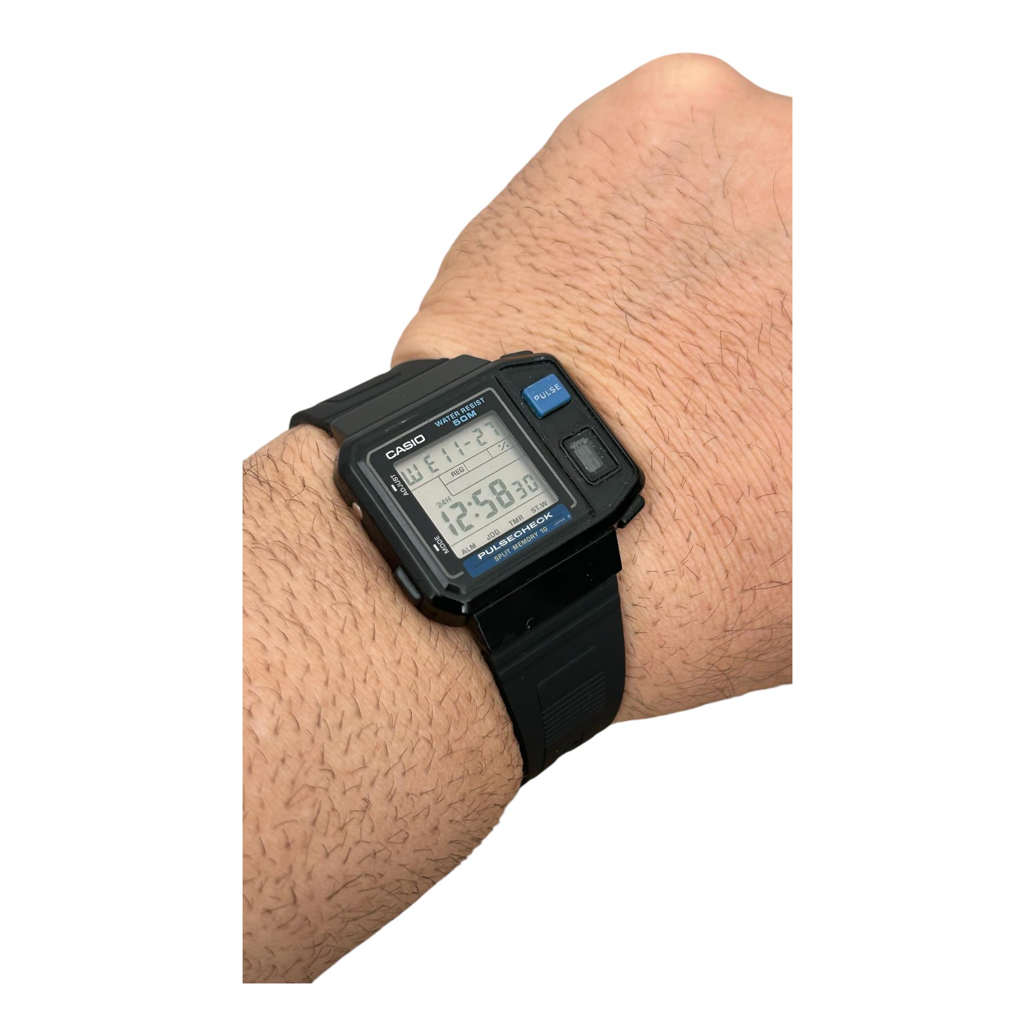 ​【電池交換済/動作品】CASIO JP-100W パルスチェック 心拍計 カシオ JP- 100W パルスチェック ヴィンテージ デジタル腕時計。mod