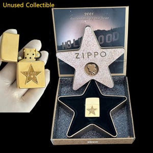 UNUSED Collectible  Rare 2001 Limited Edition Hollywood&#39;s Leading Light Zippo Lighter  The Year,  Original Boxes,Marlboro, Star Tin Box