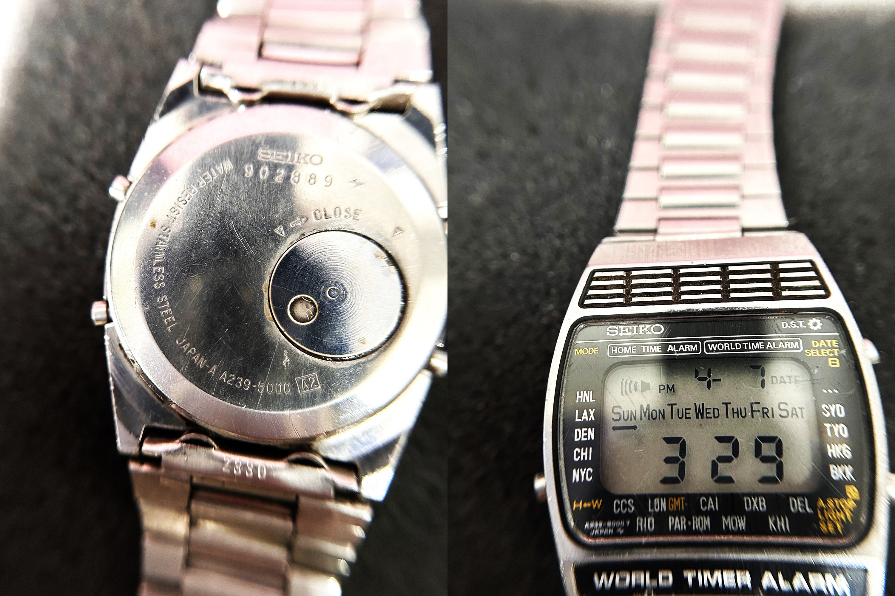 RARE Seiko World Time A239 5000 Edelstahl Quarz Herren Armbanduhr Sammlerstuck und seltenes Modell Etsy