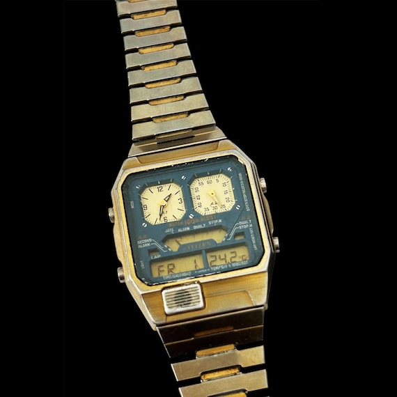 RARE Vintage CITIZEN Ana-digi Temp Blue Dial 8984-086465