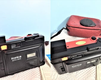 Vintage Konica EFJ AUTO DATE Red Japon/with Battery/ Orginal Case