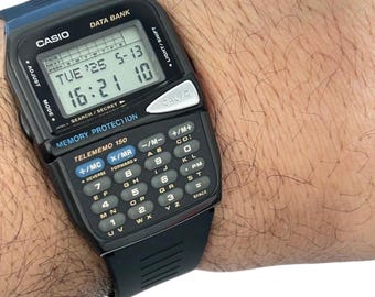 Unused Casio Dmb-150 Data Bank / Quartz Slicone Band/ 90s Vintage
