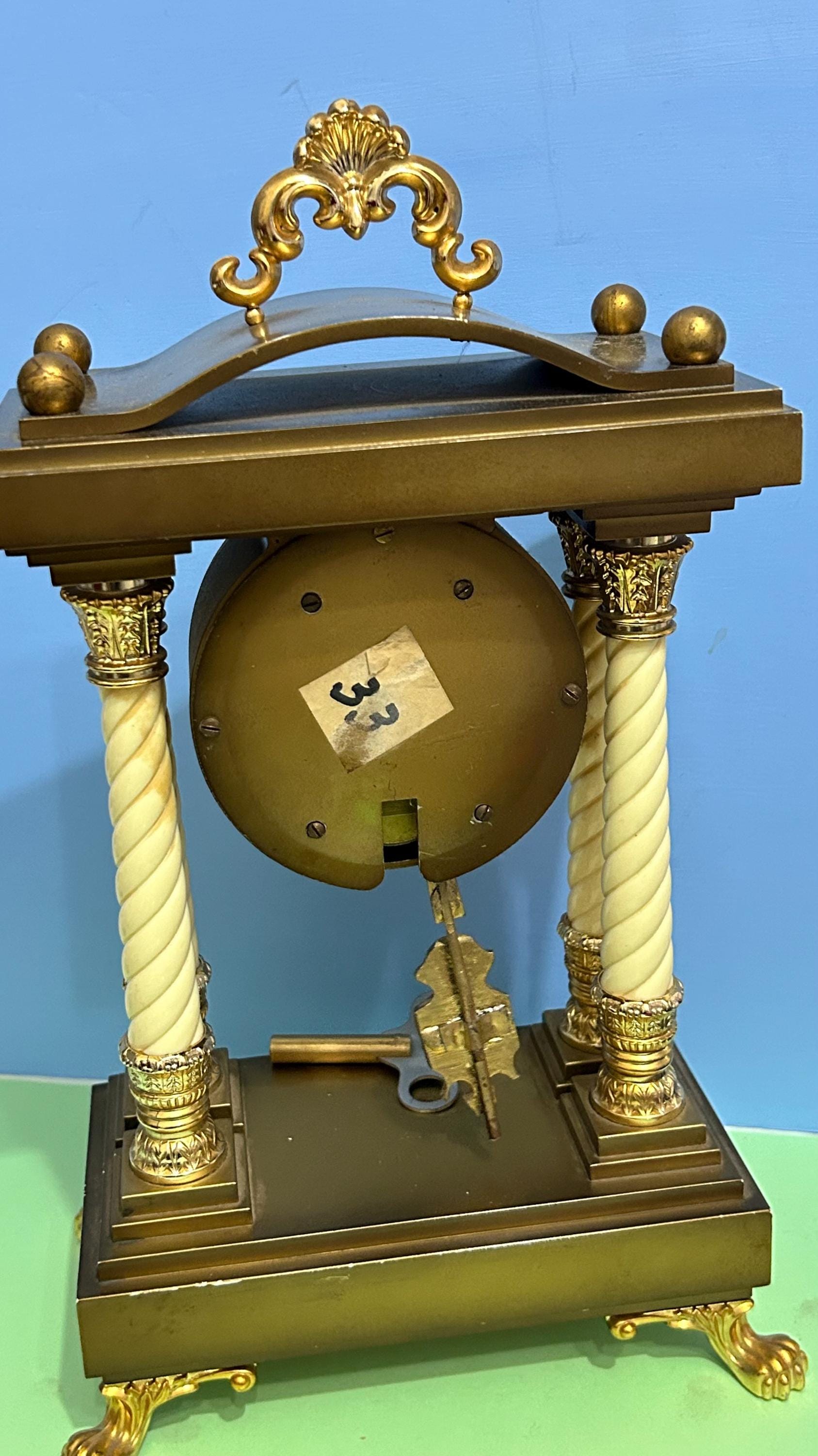 Vintage German SCHMID 8 Day Clock 1960s Mantel- Portal Clock With