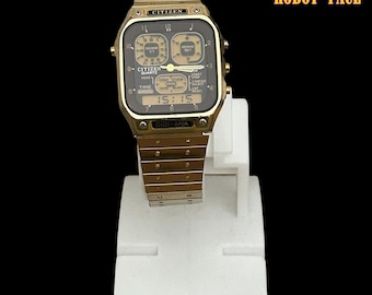 N MINT Citizen Ana-digi Temp 8989-S116872 31mm Silver & Black