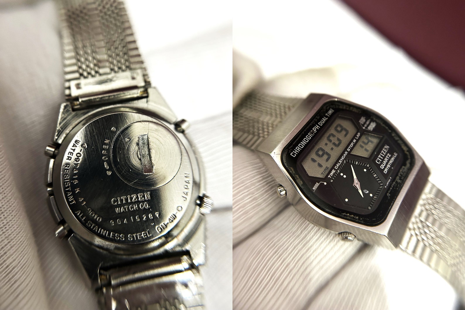 Montre Homme Vintage Citizen Digital 1970s - Boîtier Acier Rectangle 38mm - Japonaise