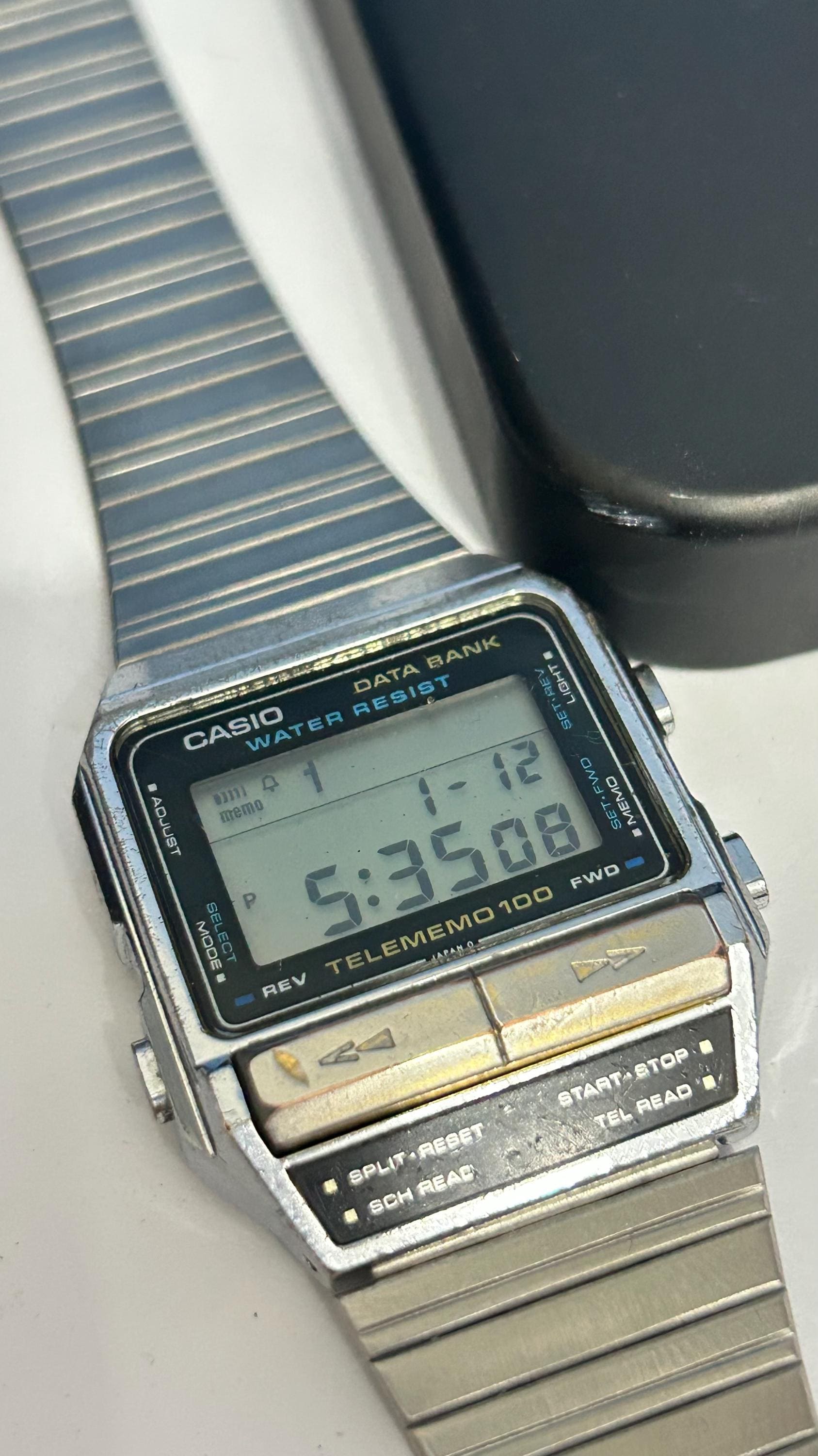【本日終了】 カシオ データバンク メンズ 腕時計 デジタル DBX-110 RARE Vintage Casio DBX-110 696 Data Bank Telememo 100 Japan M