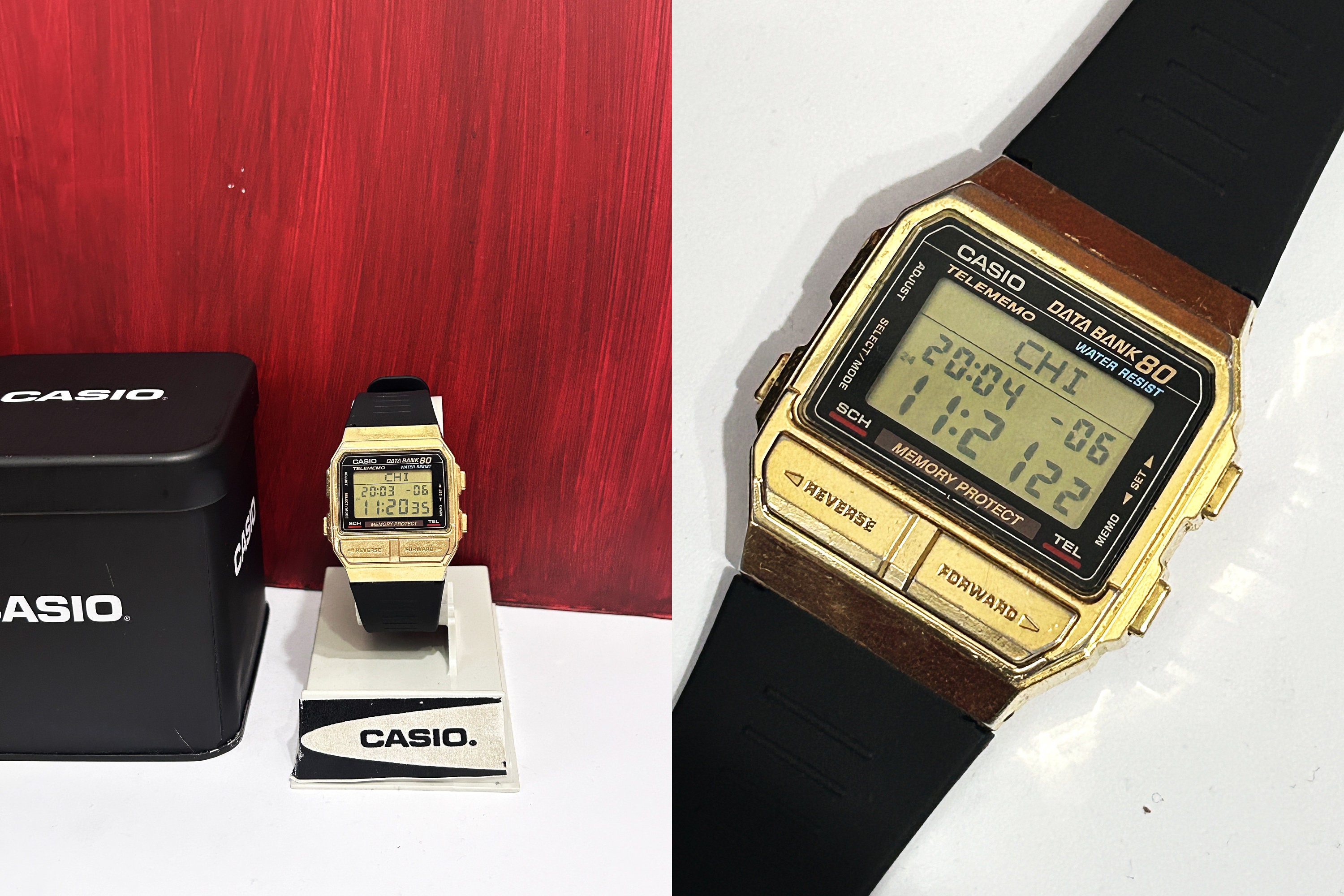 希少なヴィンテージ カシオ - DB-800 ゴールドカラーケース データ 