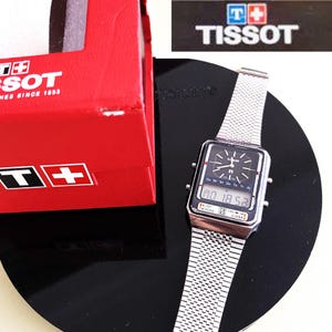 Vintage Tissot F1 TS X2 Analog Digital Quartz Cal.2045/ Silver Case/ 1970s LCD WATCH Lotus /Tissot Wacth Box/Collectible Rare
